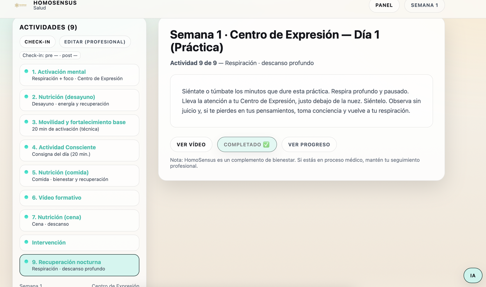 App de acompañamiento (demo) — pantalla 3